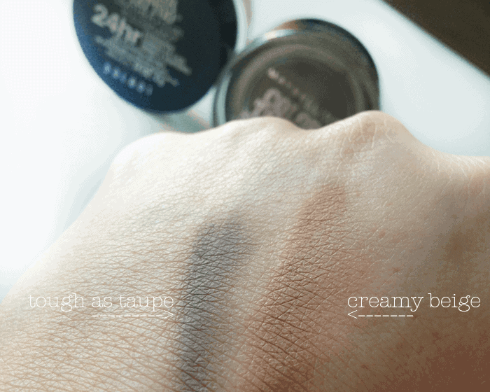 maybelline color tattoo tough a taupe creamy beige Mac Groundwork dupe swatches maybelline color tattoo tough a taupe creamy beige Mac Groundwork dupe swatches