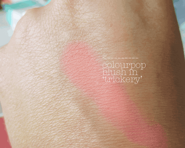 colourpop trickery blush swatch review colourpop trickery blush swatch review