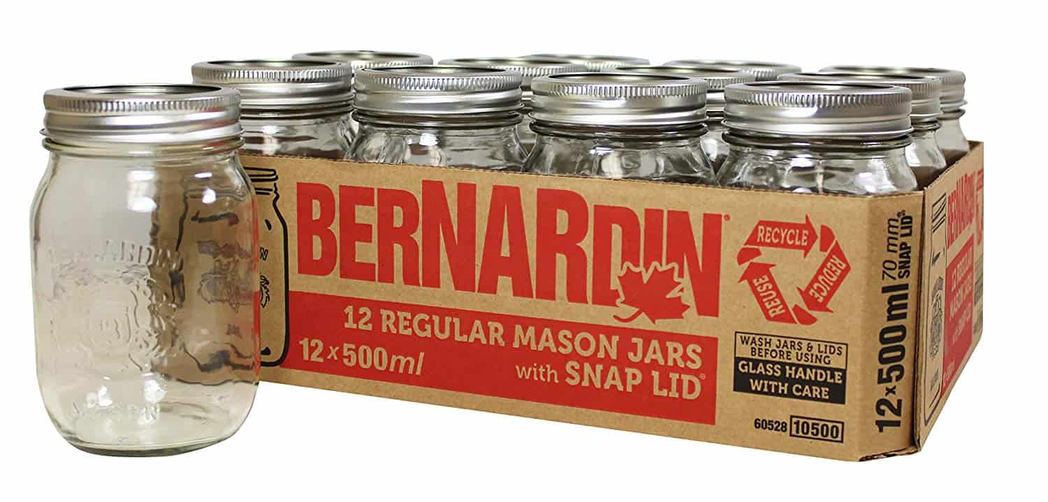 Bernardin Regular Mouth 500ml Mason Jars-Box of 12, 500ml, Clear