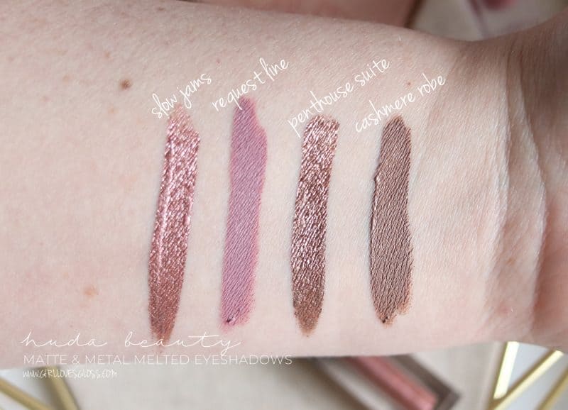 Huda Beauty Matte & Metal Melted Shadow swatches and review