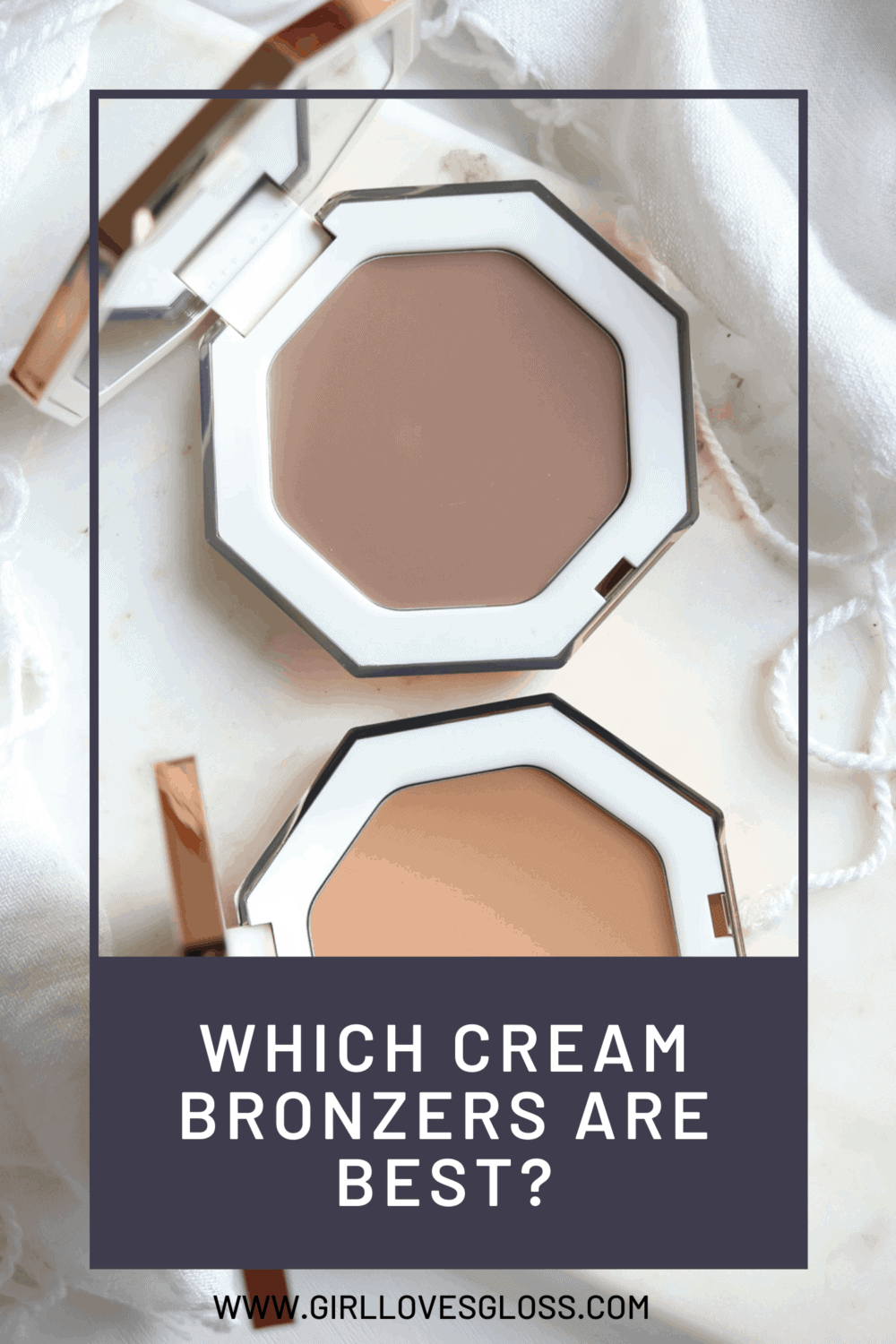 Fenty Beauty Cheeks Out Freestyle Cream Bronzer review and swatches of the in the shades Amber (contour) and Butta Biscuit