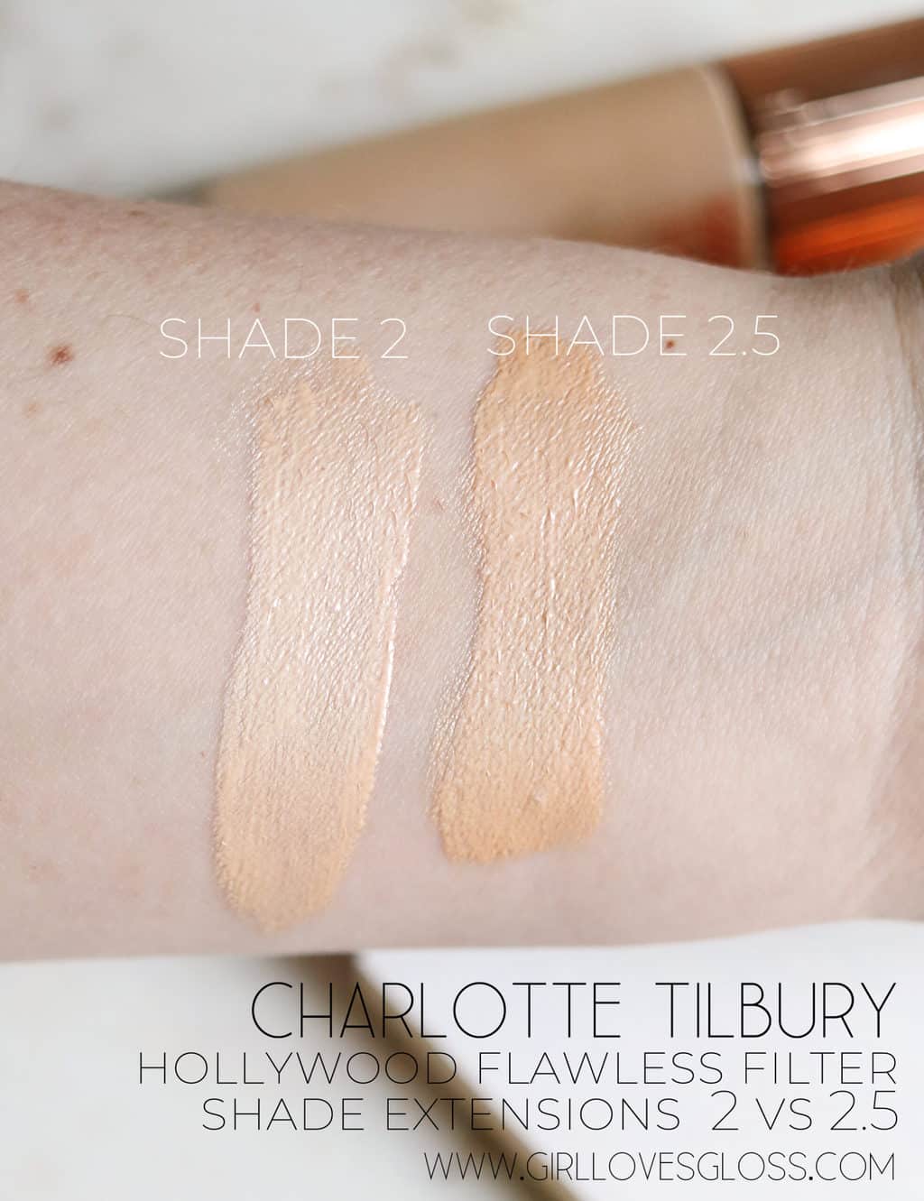 Charlotte Tilbury Hollywood Flawless Filter Review and Shade Extensions 2 vs 2.5
